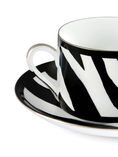 Shop Dolce & Gabbana Zebra-pattern Porcelain Tea Set In Black
