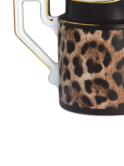 Dolce & Gabbana Leopard-print Porcelain Creamer In Black