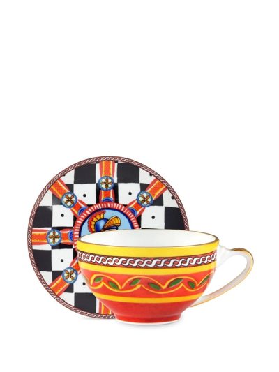 Shop Dolce & Gabbana Carretto Siciliano Espresso Set In Yellow