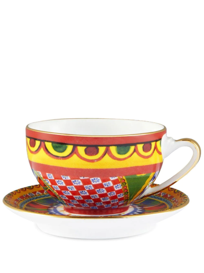 Shop Dolce & Gabbana Archive-print Porcelain Tea Set In Multicolour