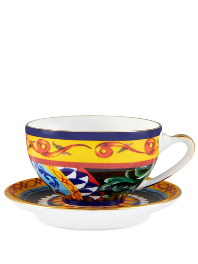 Shop Dolce & Gabbana Archive-print Porcelain Tea Set In Multicolour