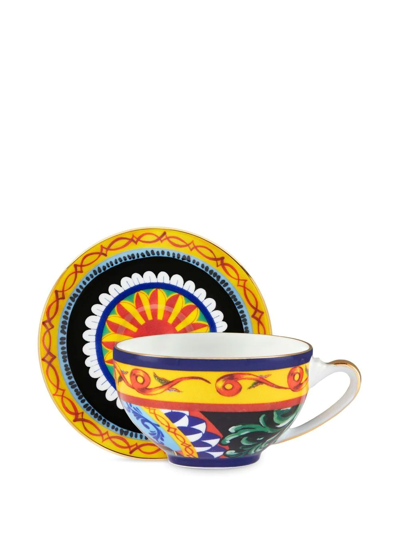 Shop Dolce & Gabbana Archive-print Porcelain Tea Set In Multicolour