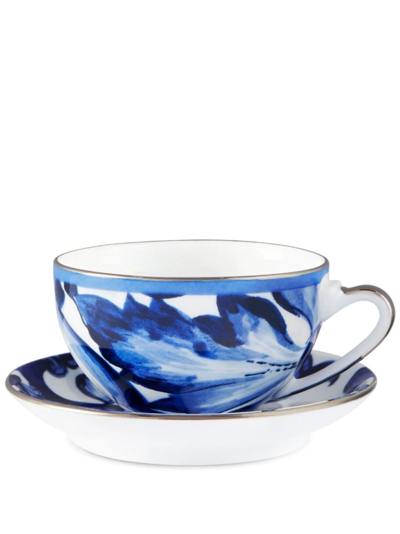 Shop Dolce & Gabbana Blu Mediterraneo Porcelain Tea Set In White