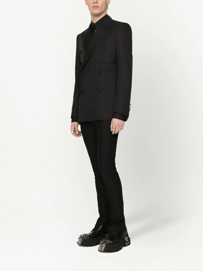 Shop Dolce & Gabbana Sicilia-fit Double-breasted Tuxedo Blazer In Black