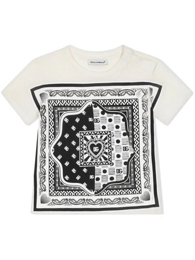 Shop Dolce & Gabbana Bandana-print Cotton T-shirt In White