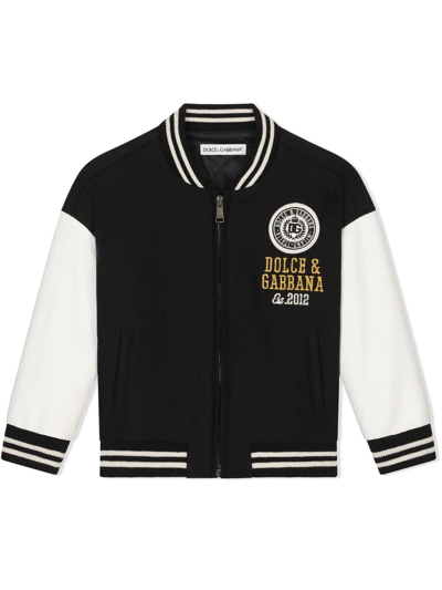 Shop Dolce & Gabbana Logo-embroidered Bomber Jacket In Black