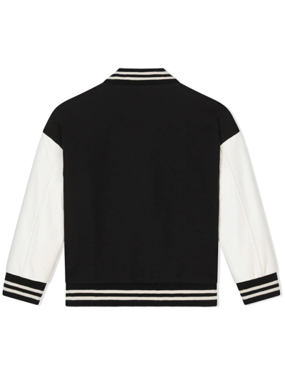Dolce & Gabbana Leather-paneled Varsity Jacket In Black