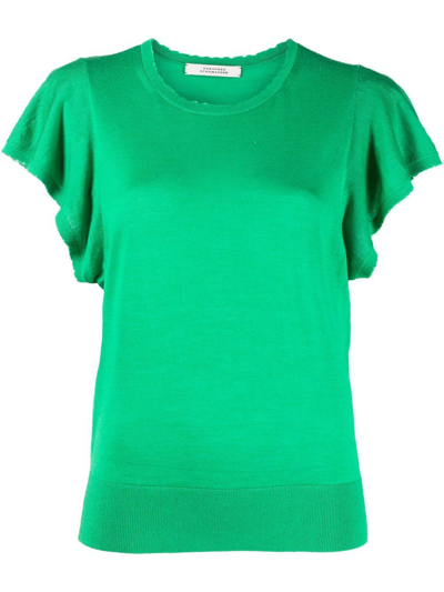 Shop Dorothee Schumacher Frayed-edge Sleeve Top In Green