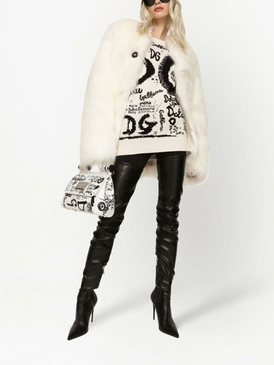 Dolce & Gabbana Off-white Padded Faux-fur Jacket In White