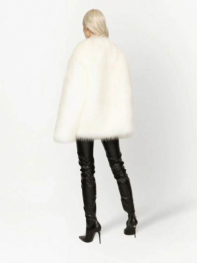 Dolce & Gabbana Off-white Padded Faux-fur Jacket In White