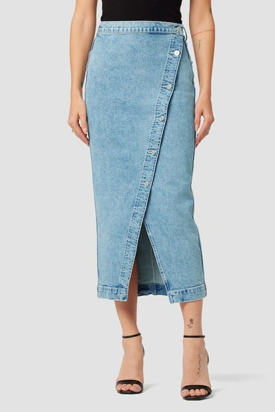 Shop Hudson Jeans Asymmetrical Front Pencil Skirt In Blue