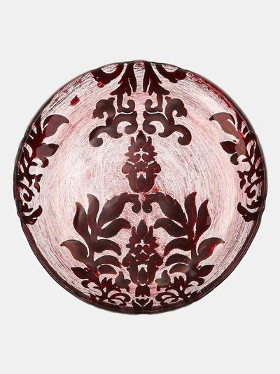 Shop Red Pomegranate Collection Damask Set/4 6.5" Gilded Glass Canapé Plates