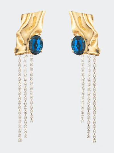 Shop Sterling King Sapphire Kiki Crystal Drop Earrings In Gold