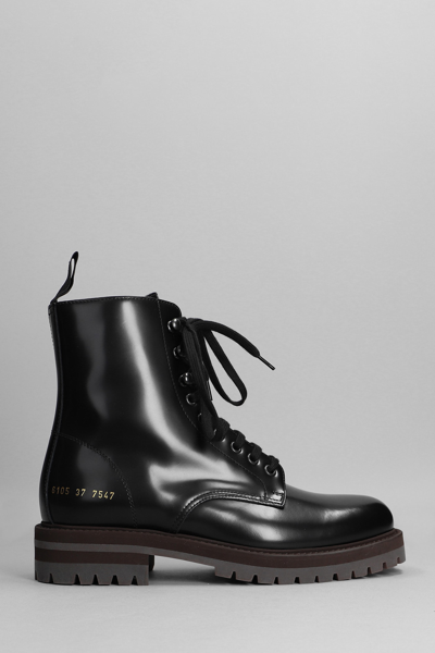 Shop Common Projects Combat Boot Combat Boots In Black Leather