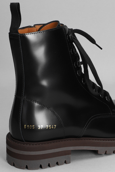 Shop Common Projects Combat Boot Combat Boots In Black Leather