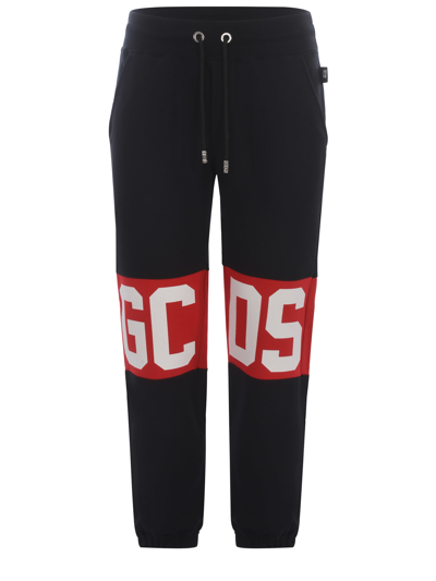 Shop Gcds Trousers  Bande Logo In Cotton In Nero