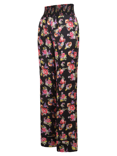 Shop Alice And Olivia Alice Olivia Floral Pattern Wide Leg Trousers In Floral Black