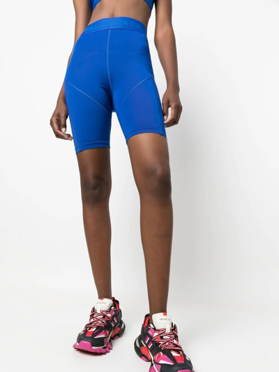 Shop Balenciaga 3b Sports Icon Cycling Shorts In Blue