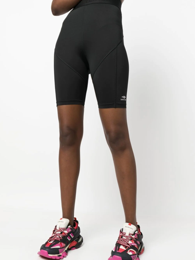 Shop Balenciaga 3b Sports Icon Cycling Shorts In Black