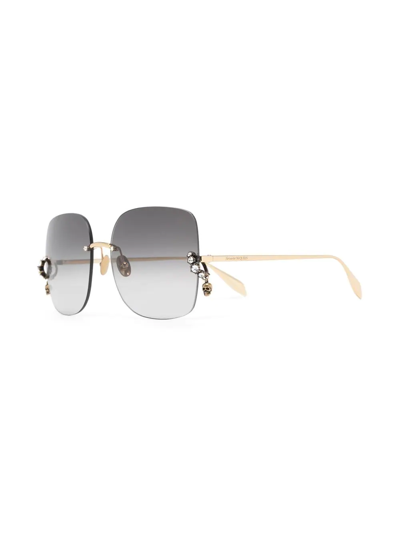 Shop Alexander Mcqueen Square Tinted Sunglasses In Gold