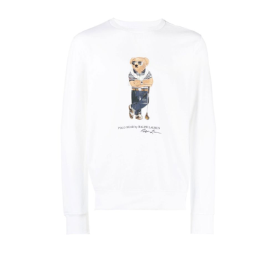 Shop Polo Ralph Lauren Polo Bear Print Sweatshirt - Men's - Recycled Polyester/cotton In White
