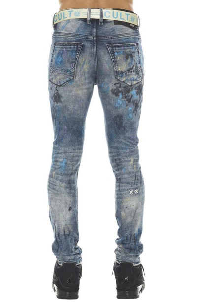 Cult Of Individuality Punk Super Skinny Stretch Jeans With Web Belt In Abstract