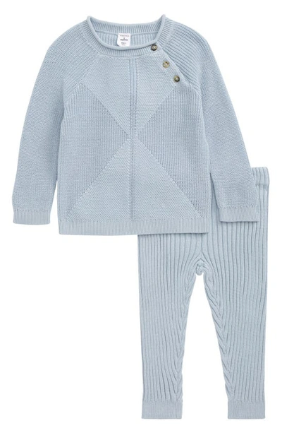 Shop Nordstrom Kids'  Essential Organic Cotton Sweater & Knit Leggings Set In Blue Subdued