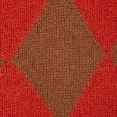 La Doublej Oversized Argyle Turtleneck Sweater In Camel/orange