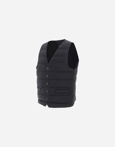 Herno Legend Man Vest Black Size 40 Polyamide, Polyurethane Coated, Polyester In Navy Blue
