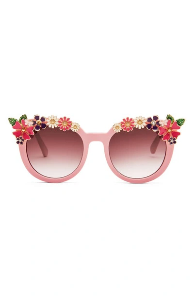 Shop Loveshackfancy Ravi 54mm Gradient Round Sunglasses In Peony Pink