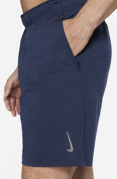 Shop Nike Dri-fit Yoga Shorts In Navy/ Obsidian/ Grey