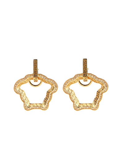 Shop Versace Medusa Earrings Curves In Gold