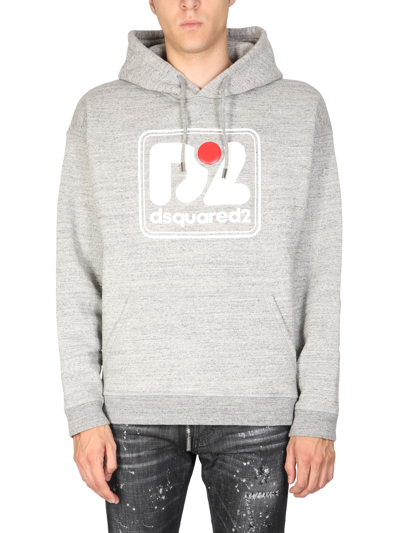 Shop Dsquared2 Camo Patch Herca Anorak Sweatshirt In Grey