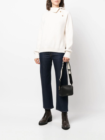 Coccinelle Tebe Logo-strap Pebbled Shoulder Bag In Black