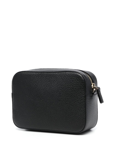 Coccinelle Tebe Logo-strap Pebbled Shoulder Bag In Black