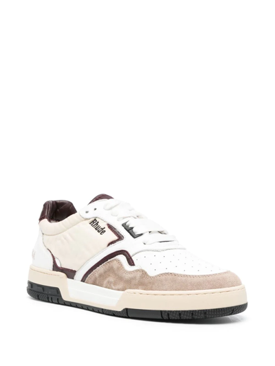 Shop Rhude Embroidered-logo Low-top Sneakers In Weiss