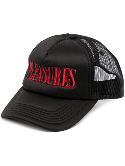 Shop Pleasures Logo-embroidered Trucker Hat In Black