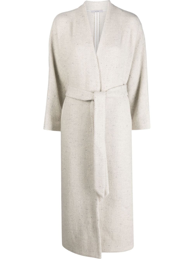 Shop Dušan Virgin Wool-cashmere Belted Coat In Nude