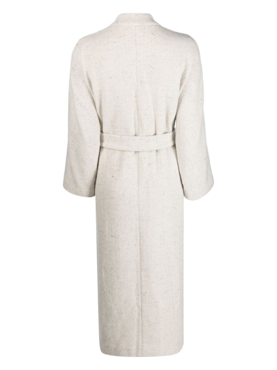 Shop Dušan Virgin Wool-cashmere Belted Coat In Nude