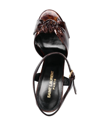 Saint Laurent Patent Platform Sandals In Braun