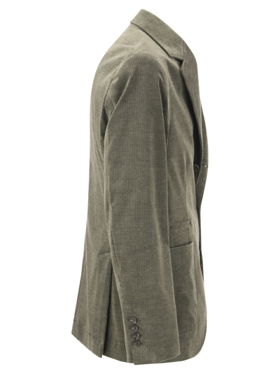 Shop Brunello Cucinelli Cotton And Cashmere Corduroy Deconstructed Jacket In Military Green