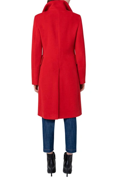 Shop Akris Punto Stand Collar Wool Blend Coat In Red