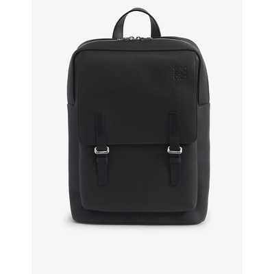 Shop Loewe Military Anagram-embossed Leather Backpack In Black