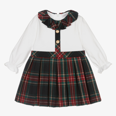 Shop Patachou Girls White & Blue Tartan Dress