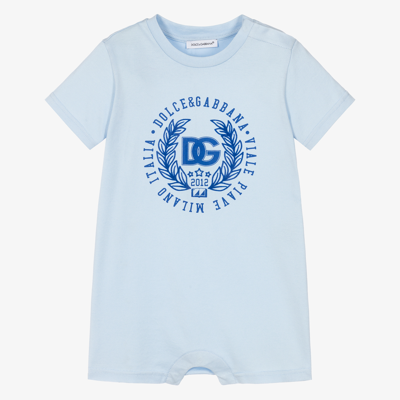 Shop Dolce & Gabbana Baby Boys Blue Logo Shortie