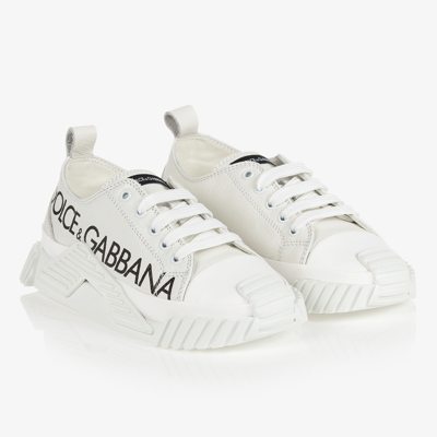 Shop Dolce & Gabbana Girls White Leather Ns1 Trainers
