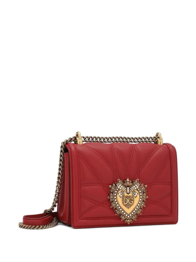 Dolce & Gabbana Medium Devotion Quilted Shoulder Bag In Red