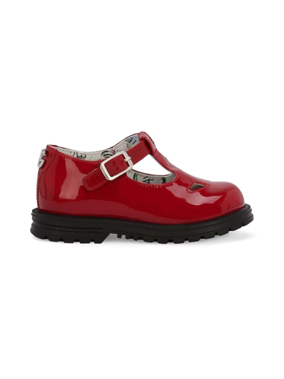 Shop Dolce & Gabbana Polished-finish Ballerinas In Red