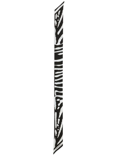 Dolce & Gabbana Zebra-print Twill Scarf In Black