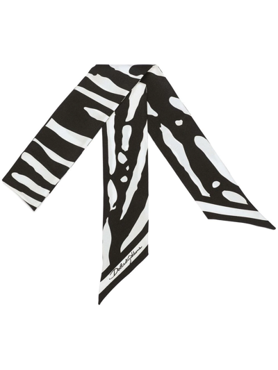 Dolce & Gabbana Zebra-print Twill Scarf In Black